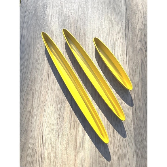 Other - MCM Olive Boat Tray Melamine Melmac Yellow Set of 3